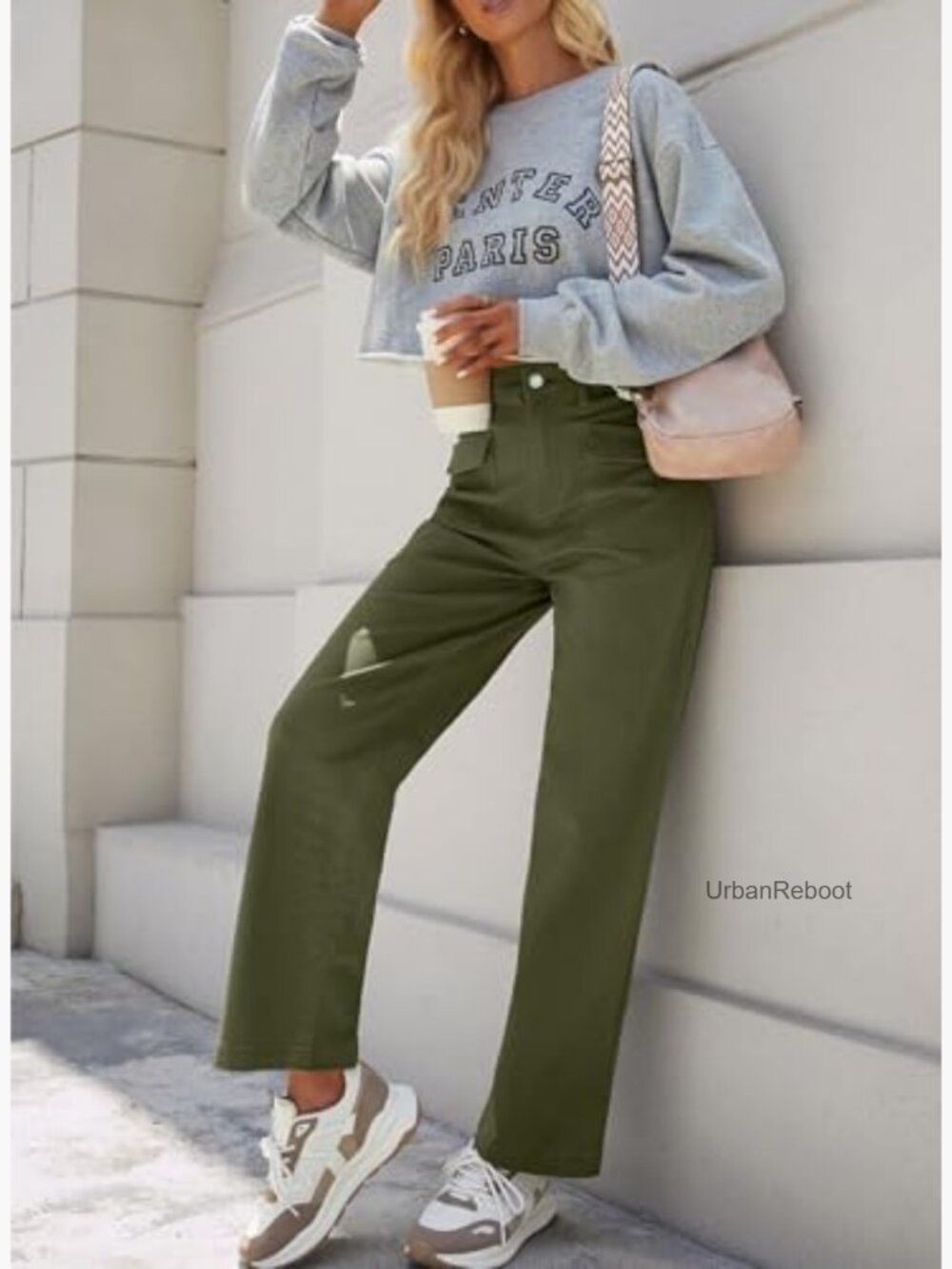Cargo Baggy Wide Leg High Waist Casual Stretch Pants - Picture 3 of 7